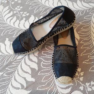Yellow Box Black Rhinestone Mesh Flat Shoes